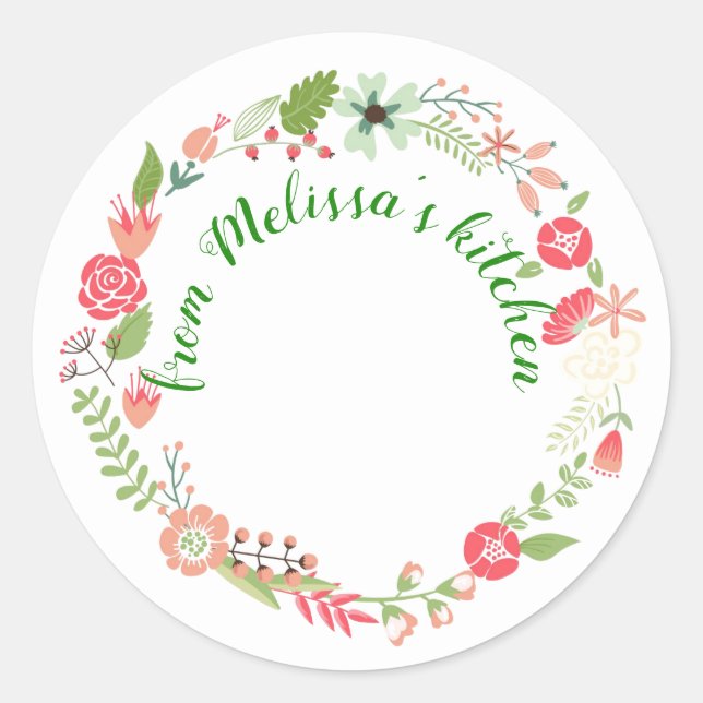Pretty Wreath from the Kitchen Runder Aufkleber (Vorderseite)