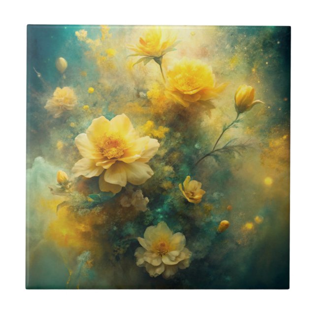 Pretty Yellow Flowers  Fliese (Vorderseite)