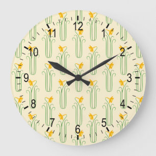 Pretty Yellow Spring Daffodils Große Wanduhr