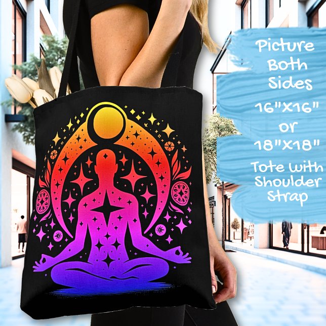 Pretty Yoga Meditation Design on a Black Tasche (Von Creator hochgeladen)
