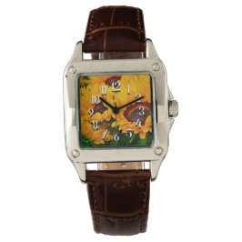 PrettyOrange und Gelbe Sonnenblume Armbanduhr
