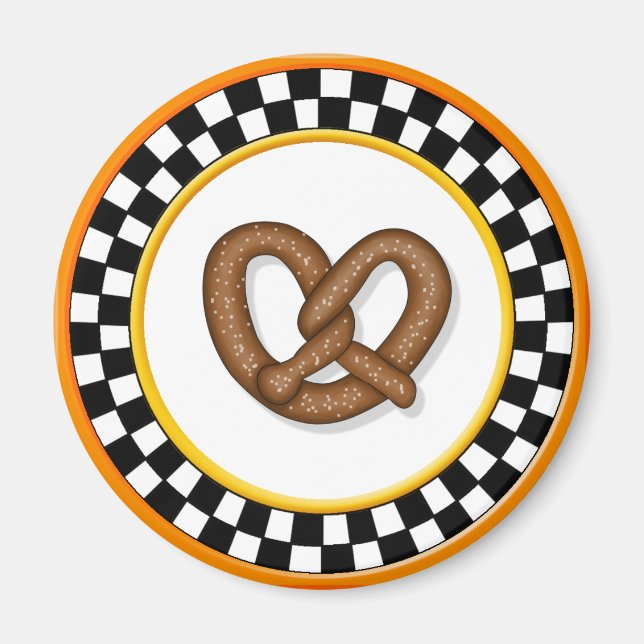 Pretzel & Arrondi Magnet en damier (Devant)