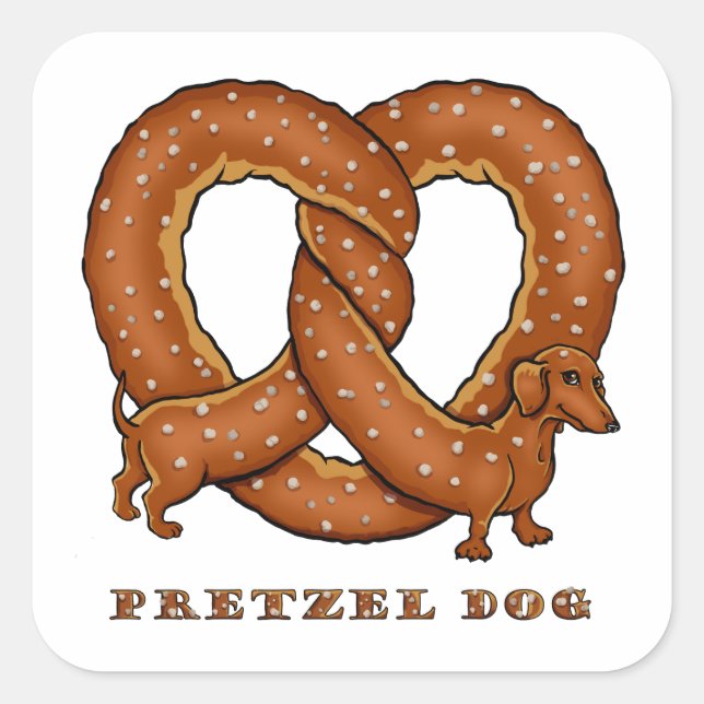 Pretzel Hund Dackel Quadratischer Aufkleber (Vorderseite)