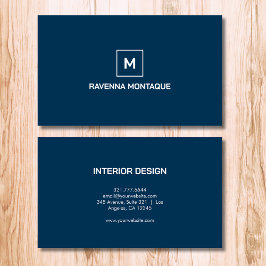 Preußisch Blau Moderne Elegante Einfache Monogramm Visitenkarte
