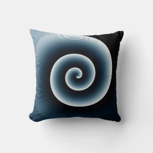 Preußisch Blue Spiral Muster Kissen
