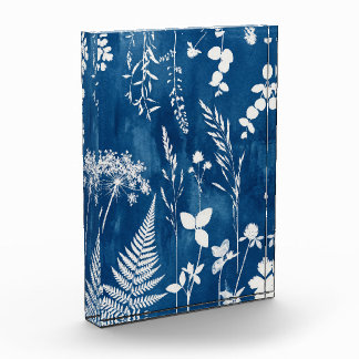 Preußisch Indigo Blau Cyanotyp Farn Botanische Kun Fotoblock