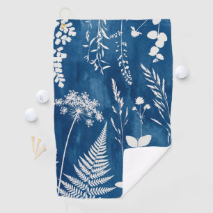 Preußisch Indigo Blau Cyanotyp Farn Botanische Kun Golfhandtuch