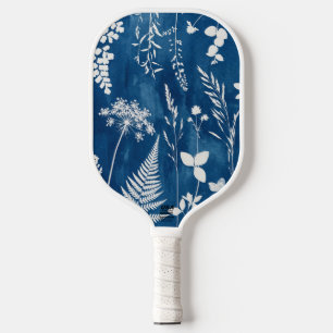 Preußisch Indigo Blau Cyanotyp Farn Botanische Kun Pickleball Schläger