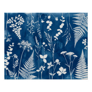 Preußisch Indigo Blau Cyanotyp Farn Botanische Kun Poster