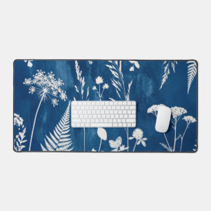 Preußisch Indigo Blau Cyanotyp Farn Botanische Kun Schreibtischunterlage