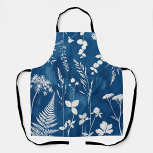 Preußisch Indigo Blau Cyanotyp Farn Botanische Kun Schürze