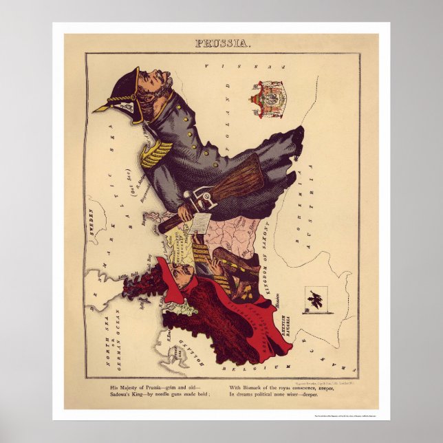 Preußische Karikatur Karte 1868 Poster (Vorne)