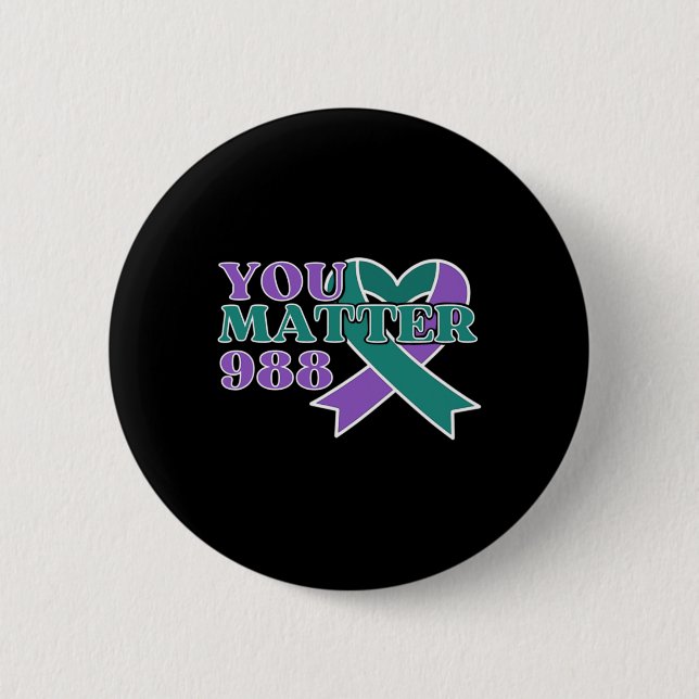 Prevention 988 You Problem Awareness Ribbon  Button (Vorderseite)