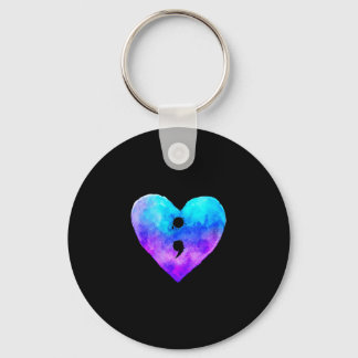 Prevention awareness teal &amp; purple semicolon schlüsselanhänger