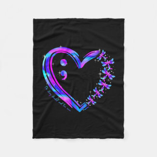 Prevention awareness teal purple heart dragonfly  fleecedecke