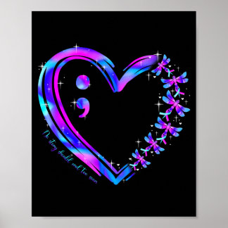 Prevention awareness teal purple heart dragonfly  poster