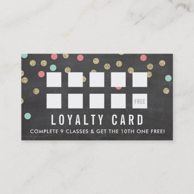PREWARD LOYALTY CARD niedliche Konfetti Goldkorall Treuekarte (Vorderseite)