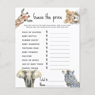 Price Guess Game - Safari Baby Dusche Aktivität