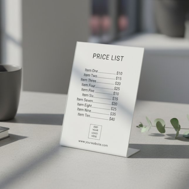 Price List Menu Business Custom Logo Sockelschild (Von Creator hochgeladen)