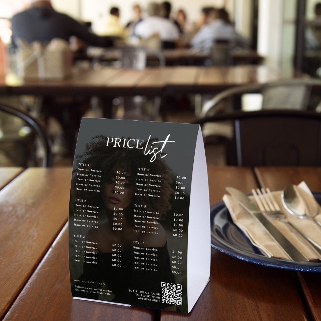 Price List Menu Salon Pricing Guide Photo QR Code Tischaufsteller (In Situ (Restaurant))