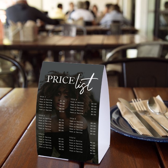 Price List Menu Salon Pricing Guide Photo Tischaufsteller (In Situ (Restaurant))