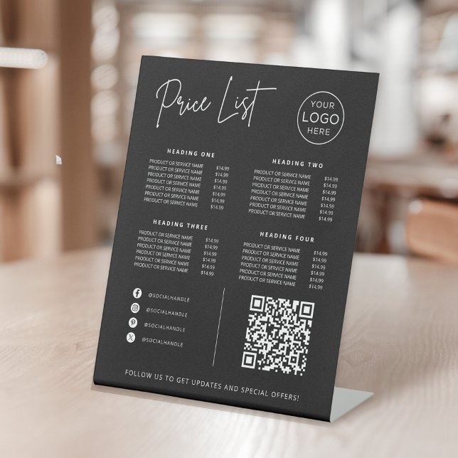 Price List Social Media Website QR Code Business Sockelschild (Von Creator hochgeladen)