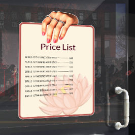 Price List Window Cling Fensteraufkleber
