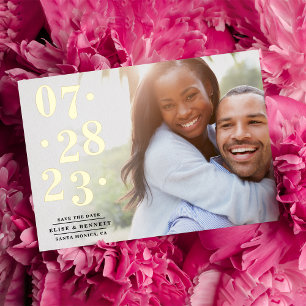 Prickelnder Termin Foto Save-the-Date Folieneinladung