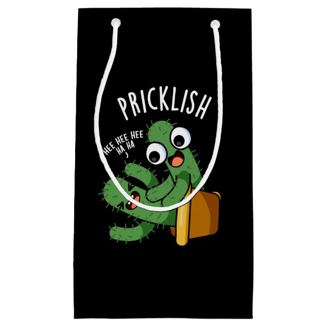 Pricklish Funny Cactus Puns Dark BG Kleine Geschenktüte (Vorderseite)