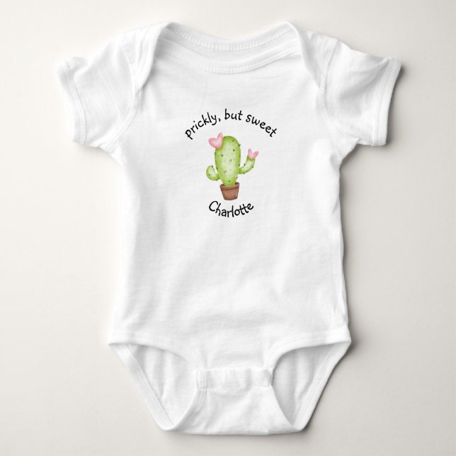 Prickly, aber Sweet Individuelle Name Wasserfarbe  Baby Strampler (Vorderseite)