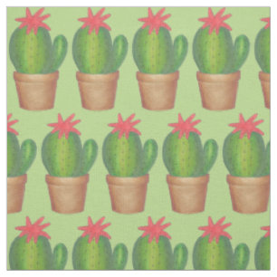 Prickly Green Cactus Blume Cacti Topted Pflanze Stoff