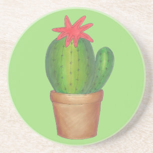 Prickly Green Cactus Garden Blume gepunktete Pflan Untersetzer