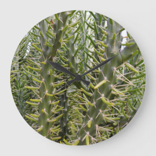 Prickly Green Cactus Plant, Große Wanduhr