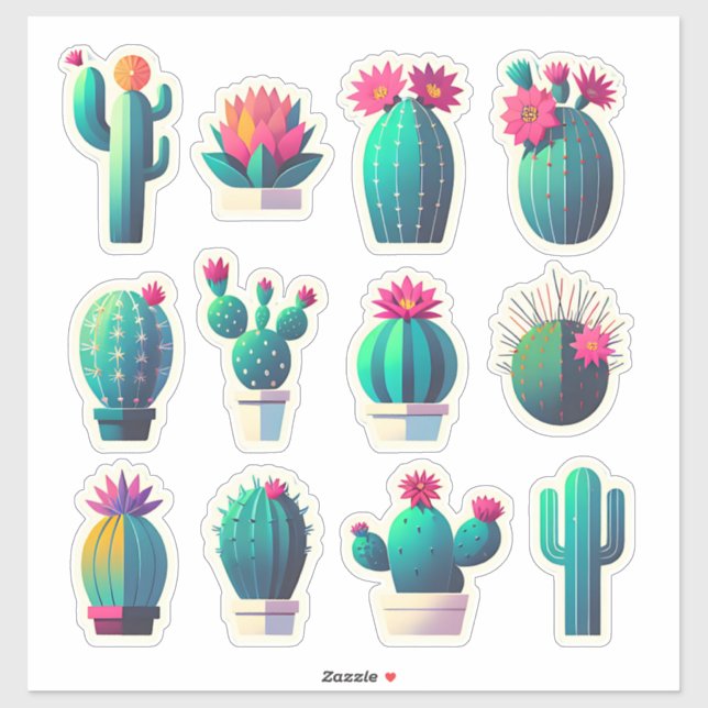 "Prickly & Hübsch - Cactus Collection" Aufkleber (Blatt)