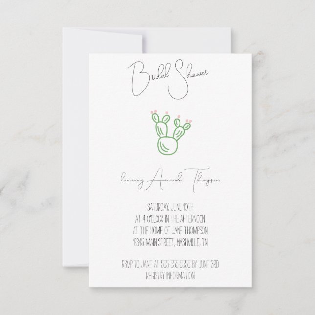 Prickly Pear Cactus Bridal Dusche Einladung (Vorderseite)