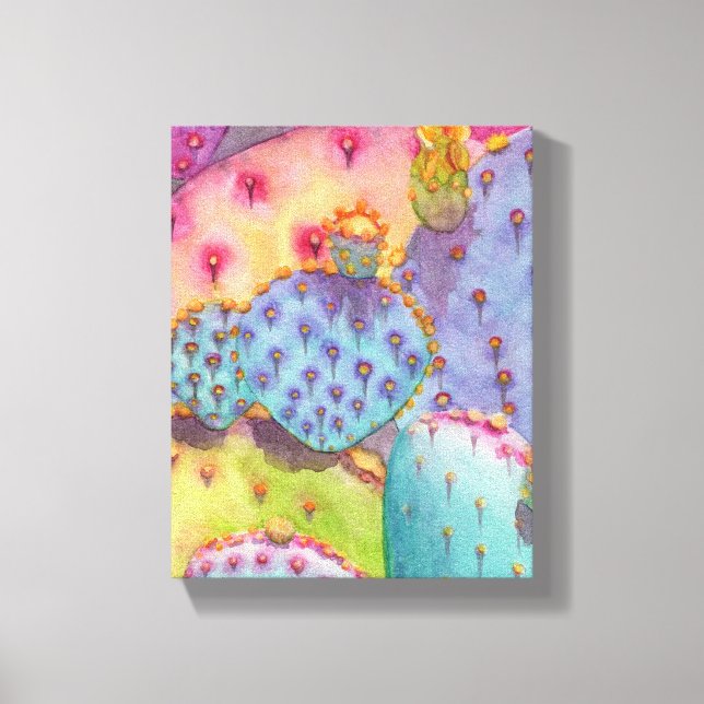 Prickly Pear Cactus Canvas Print Art Piece Leinwanddruck (Vorderseite)