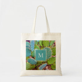 Prickly Pear Cactus Trendy Desert Monogram Tragetasche