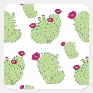 Prickly Pear Muster Texas Staat Pflanze Kaktus Lie Quadratischer Aufkleber