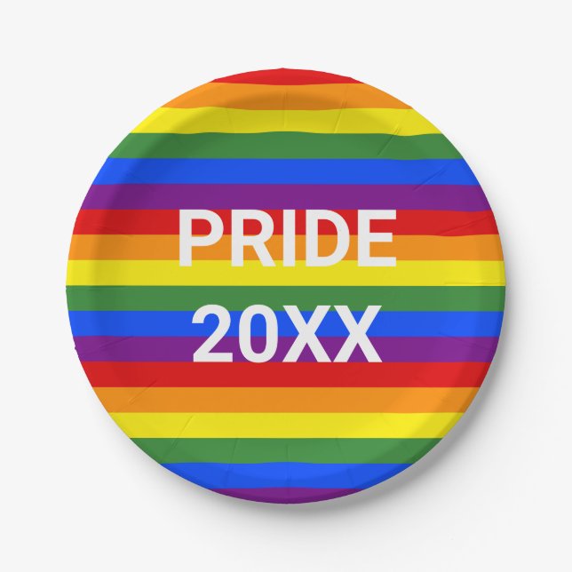 PRIDE 2023 Rainbow Stripe Pattern Party Pappteller (Vorderseite)