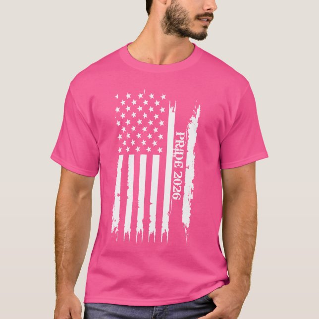 Pride 2026 United Staaten störte US-Flagge T-Shirt (Vorderseite)