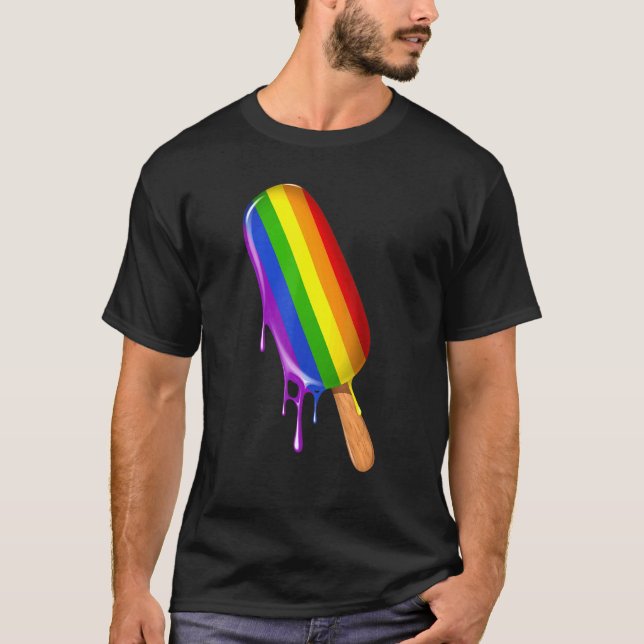Pride Ally Ice Cream Rainbow Flag Gay Lesbian Prid T-Shirt (Vorderseite)