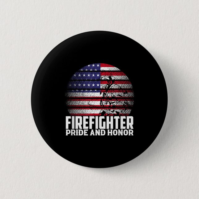 Pride And Honor Fireman Gift Proud Firefighter Quo Button (Vorderseite)