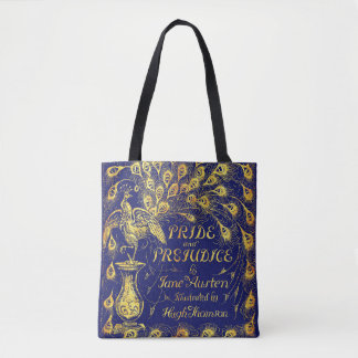 Pride and Prejudice Blue Gold Peacock Book Cover Tasche