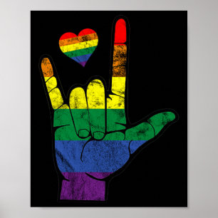 Pride asl Sign Languages LGBt Deaf Awareness Month Poster