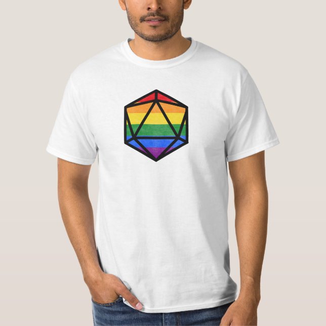 Pride D20 für LGBTQ+ T-Shirt (Vorderseite)