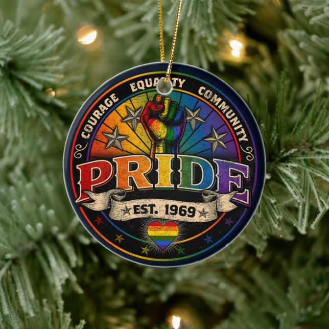 Pride Est. 1969 Keramik Ornament (Baum)