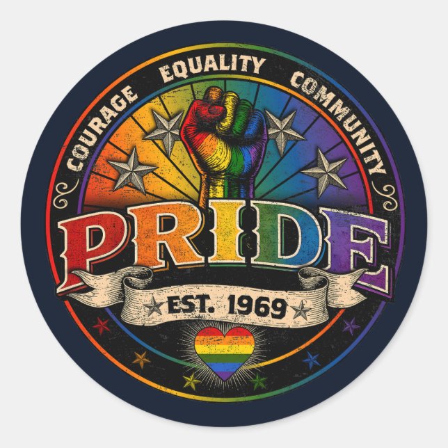 Pride Est. 1969 Runder Aufkleber (Vorderseite)