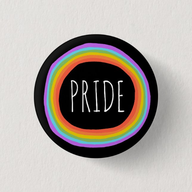 PRIDE farbenfrohe Regenbogenschaltkreis Schwarz Button (Vorderseite)