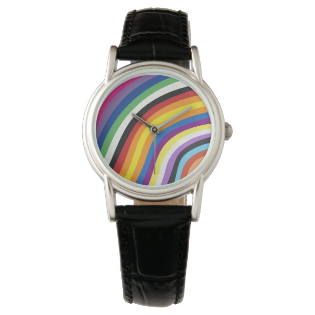Pride Flag Colorful Stripes Pattern Armbanduhr (Vorderseite)