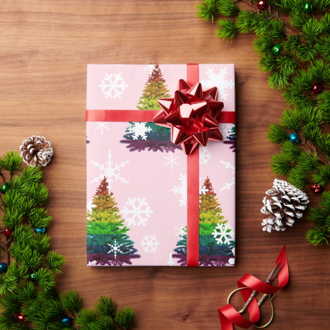 Pride Flag Weihnachtsbaummuster Geschenkpapier (Feiertagsgeschenk)